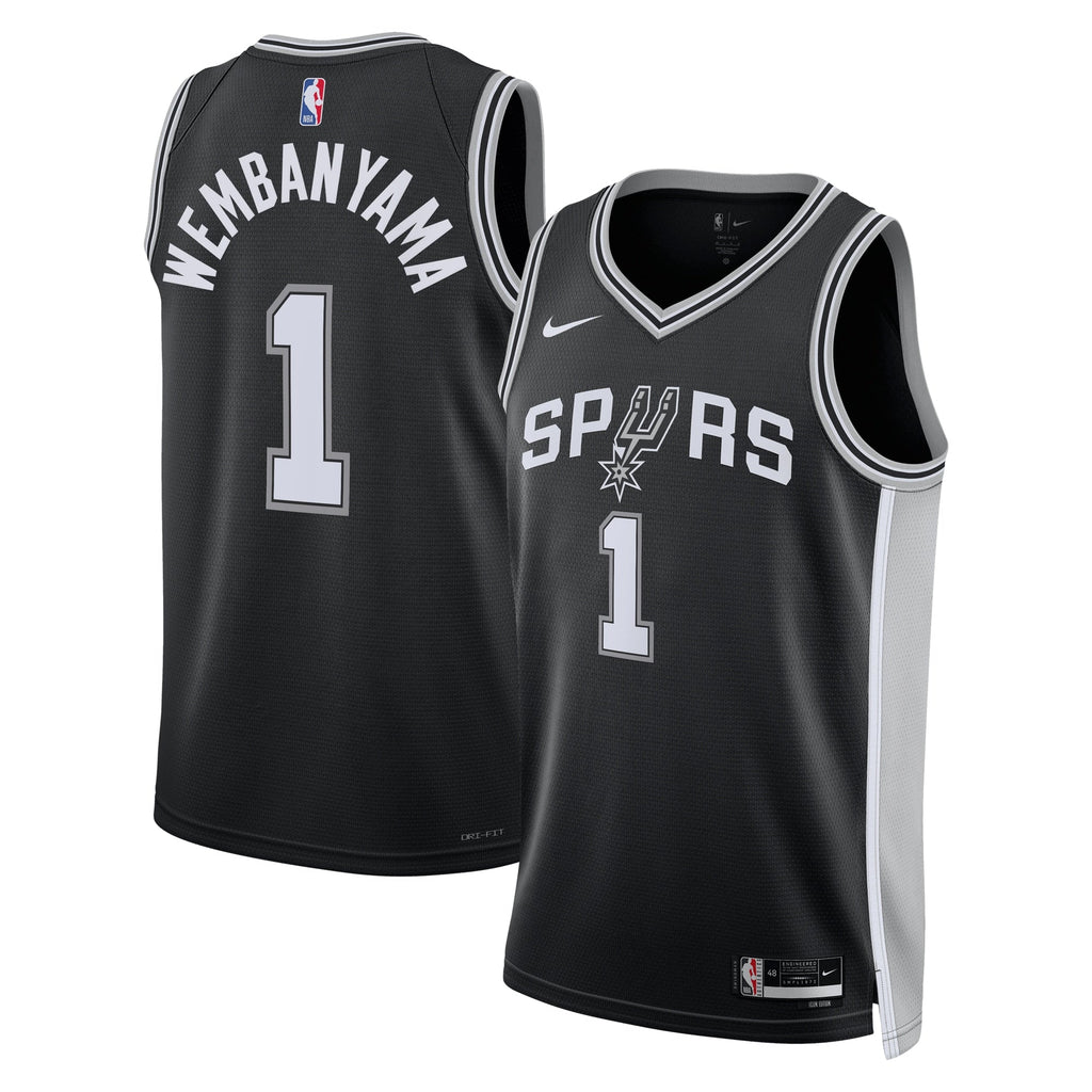 San Antonio Spurs Nike Icon Edition Swingman Jersey - Black - Victor Wembanyama - Unisex product image 2, provided for