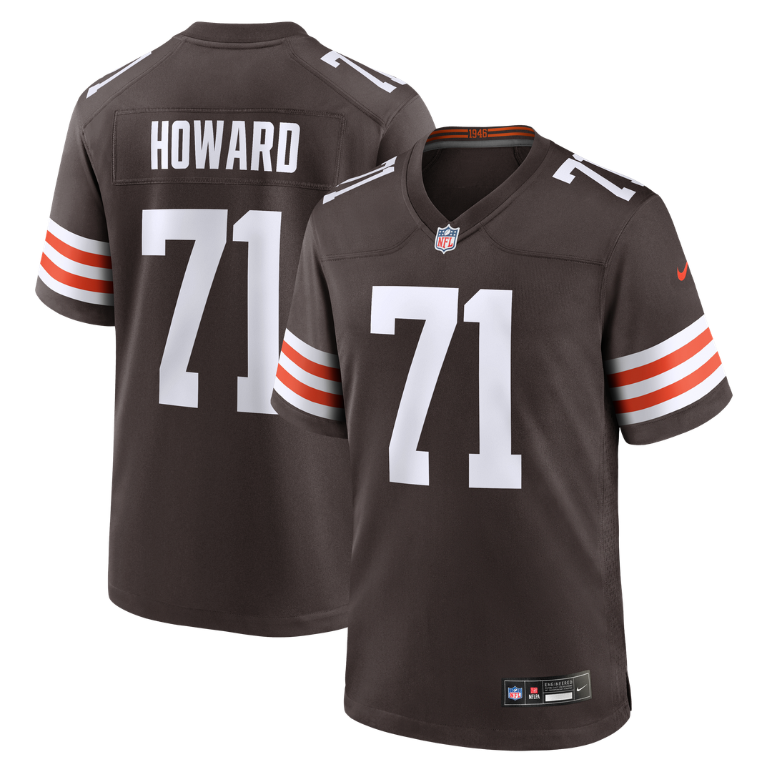 Cleveland Browns Tytus Howard Nike Brown Team Game Jersey product image 1, provided for visual reference and product detail