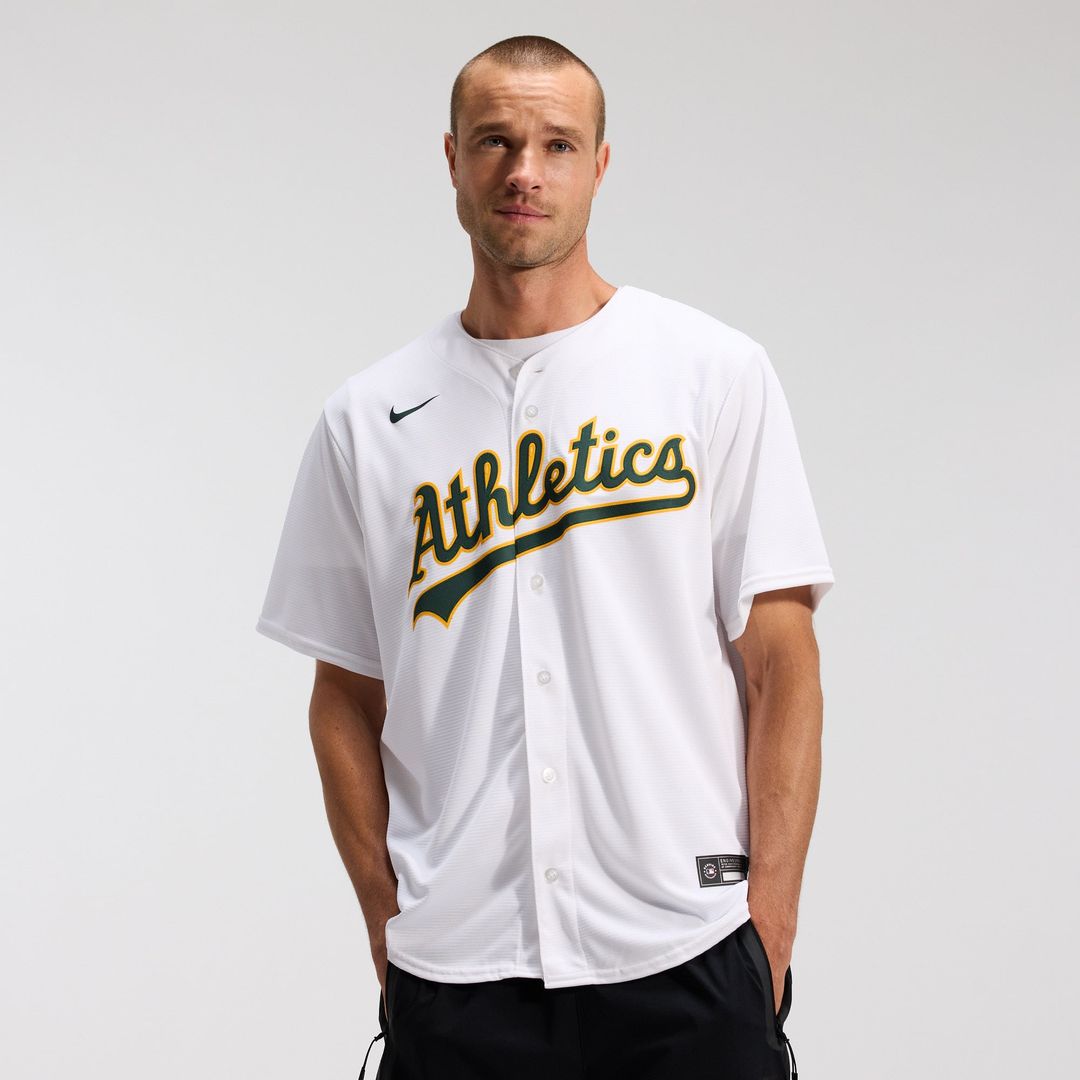 Athletics Nike White Home Replica Team Jersey product image 1, provided for visual reference and product detail review