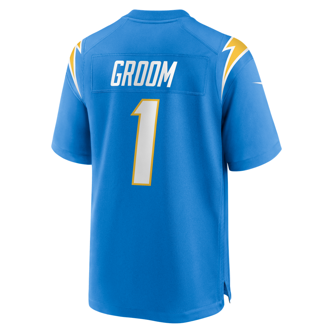 Los Angeles Chargers Number 1 Groom Nike Powder Blue Game Jersey product image 3, provided for visual reference and product