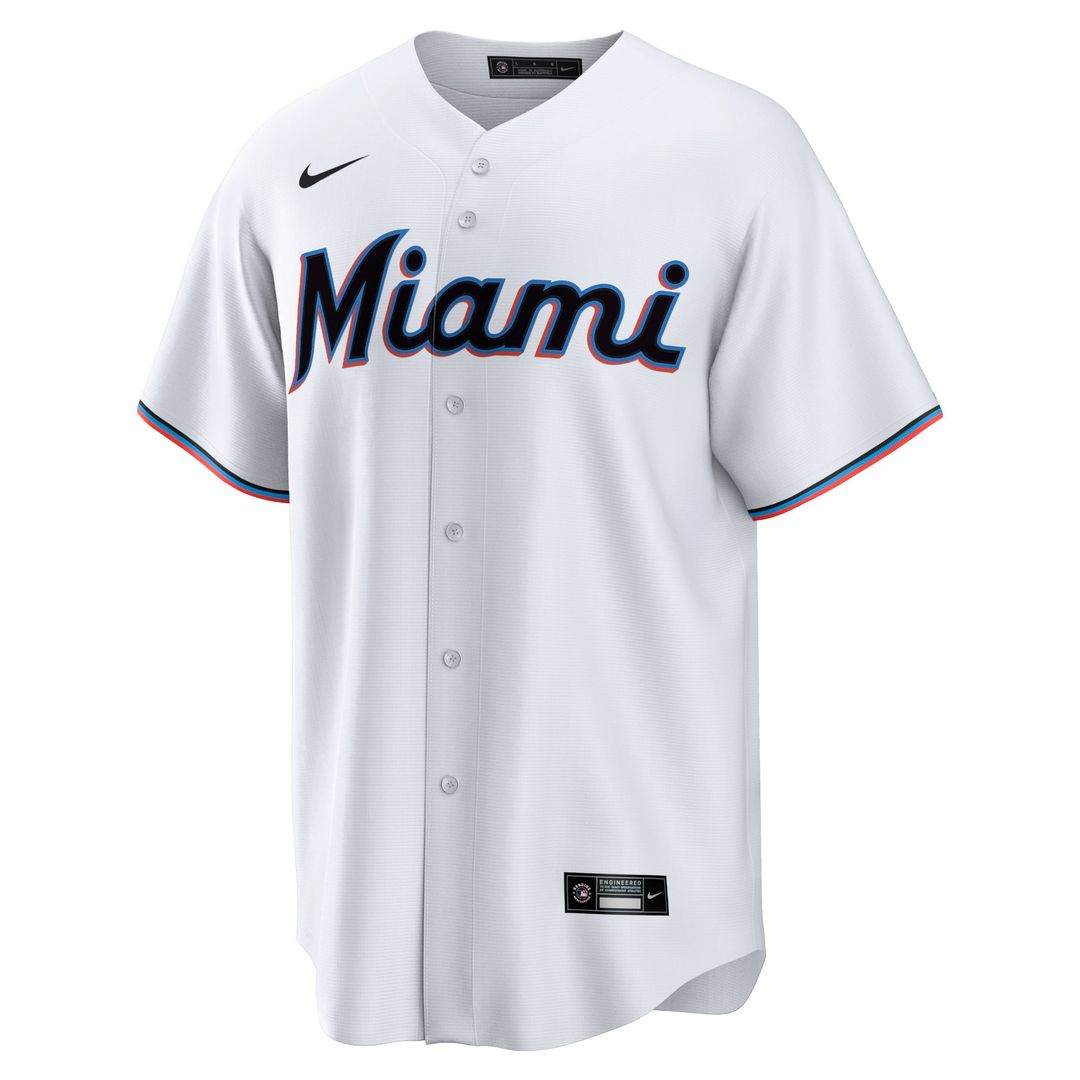 Miami Marlins Nike White Home Blank Replica Jersey product image 2, provided for visual reference and product detail review