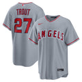 Los Angeles Angels Mike Trout Nike Gray Road Replica Jersey product image 1, provided for visual reference and product