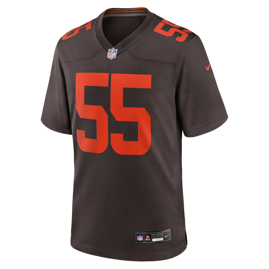 Cleveland Browns Spencer Fano Nike Brown Alternate Game Jersey product image 2, provided for visual reference and product