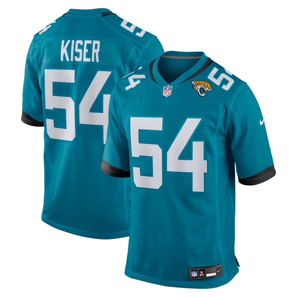 Jacksonville Jaguars Jack Kiser Nike Teal Team Game Jersey product image 1, provided for visual reference and product detail