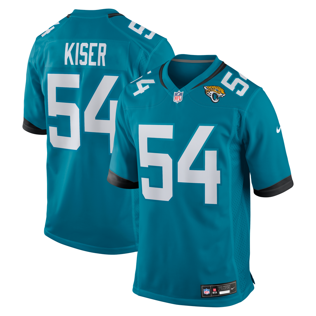 Jacksonville Jaguars Jack Kiser Nike Teal Team Game Jersey product image 1, provided for visual reference and product detail