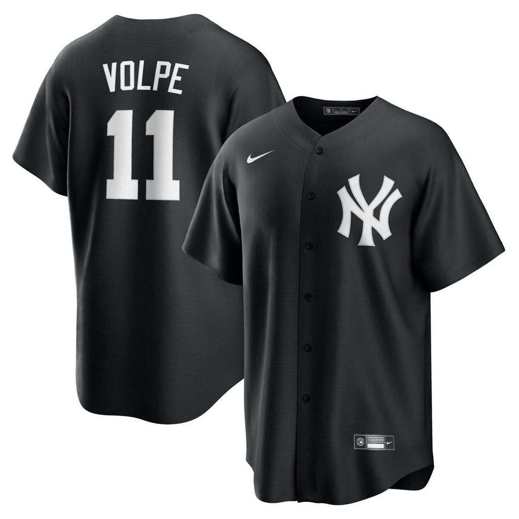 New York Yankees Anthony Volpe Nike Black Fashion Replica Player Jersey product image 1, provided for visual reference and
