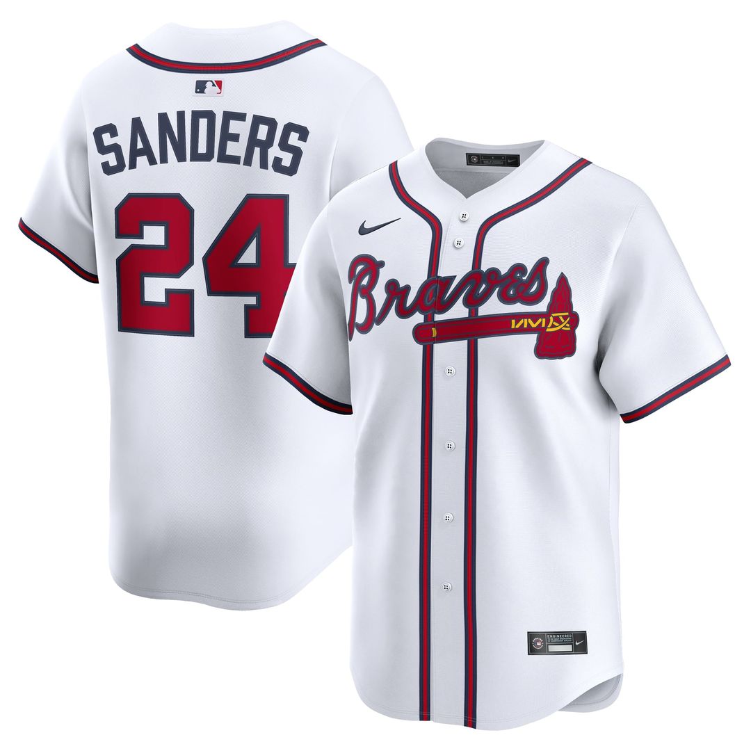 Atlanta Braves Deion Sanders Nike White Limited Player Jersey product image 1, provided for visual reference and product