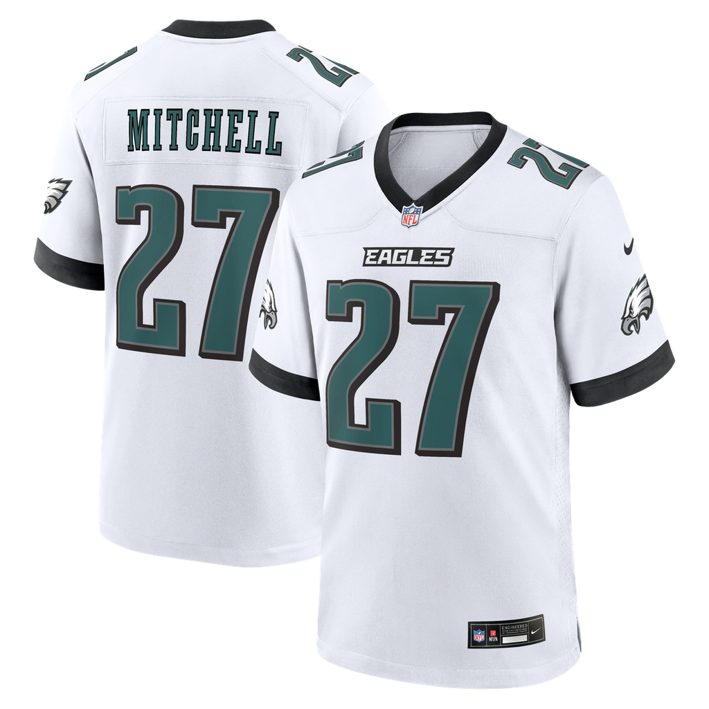 Philadelphia Eagles Quinyon Mitchell Nike White Game Jersey product image 1, provided for visual reference and product