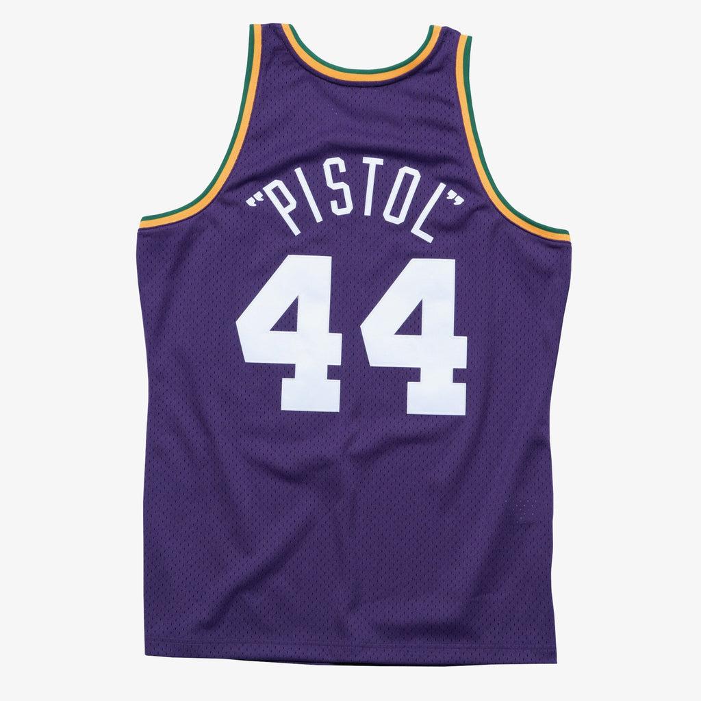 New Orleans Jazz Mitchell & Ness Pete Maravich 1974 Swingman Road Authentic Jersey - Purple product image 4, provided for