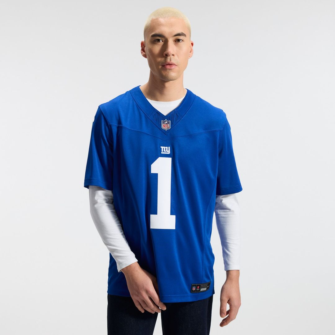 New York Giants Malik Nabers Nike Royal Team Vapor F.U.S.E. Stitched Limited Jersey product image 2, provided for visual