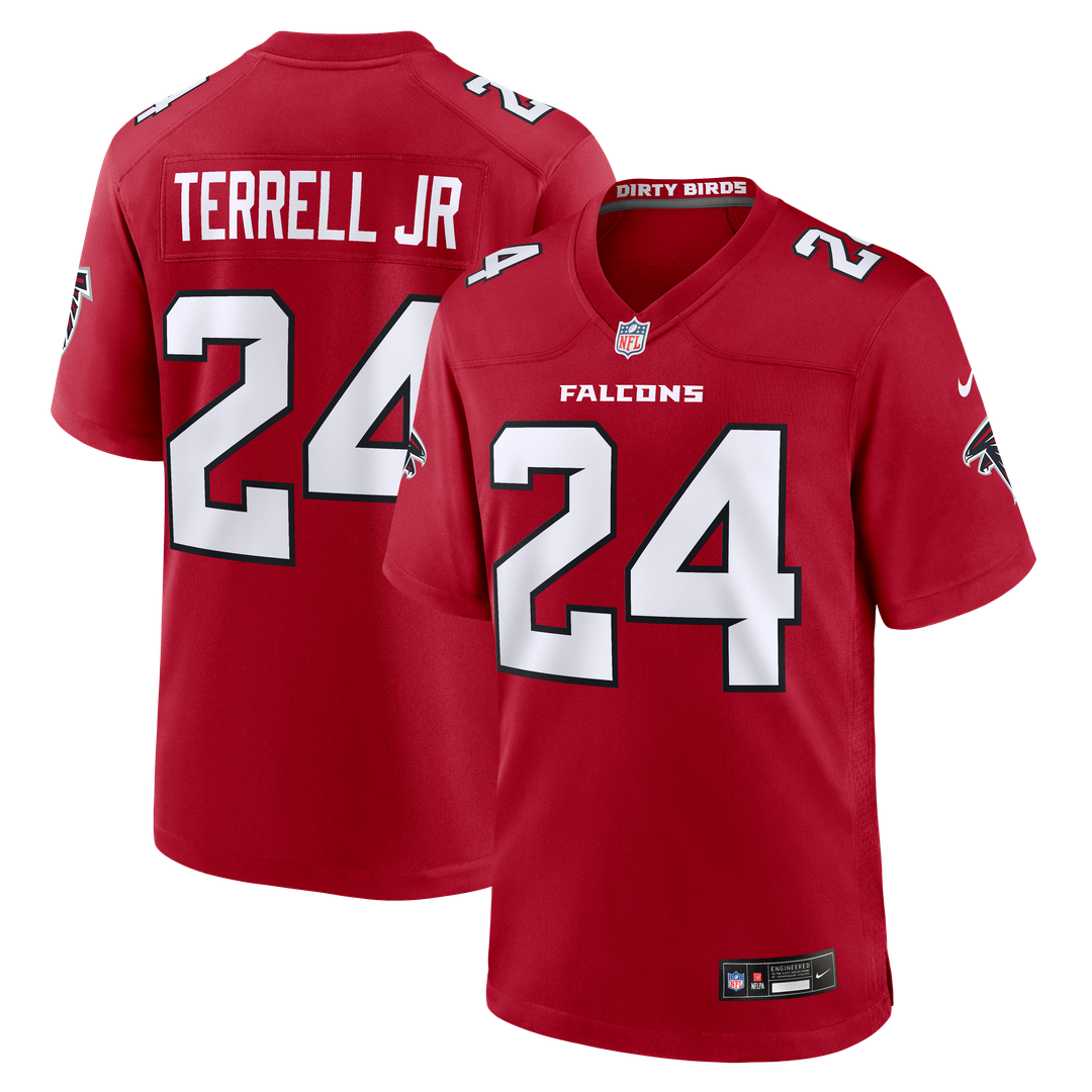 Atlanta Falcons A.J. Terrell Nike Red Game Jersey product image 1, provided for visual reference and product detail review
