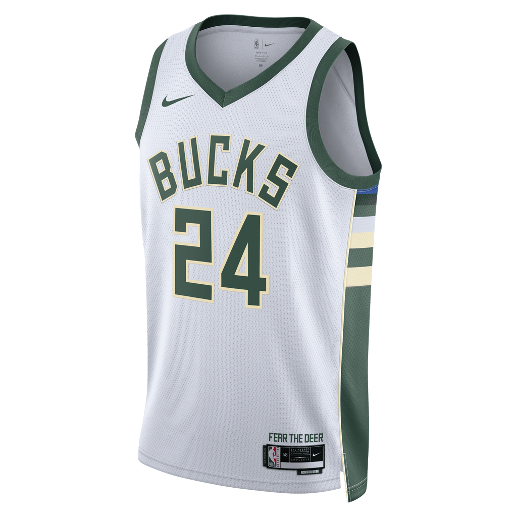 Milwaukee Bucks Nike Association Edition Swingman Jersey - White - Jaime Jaquez Jr. - Unisex product image 3, provided for