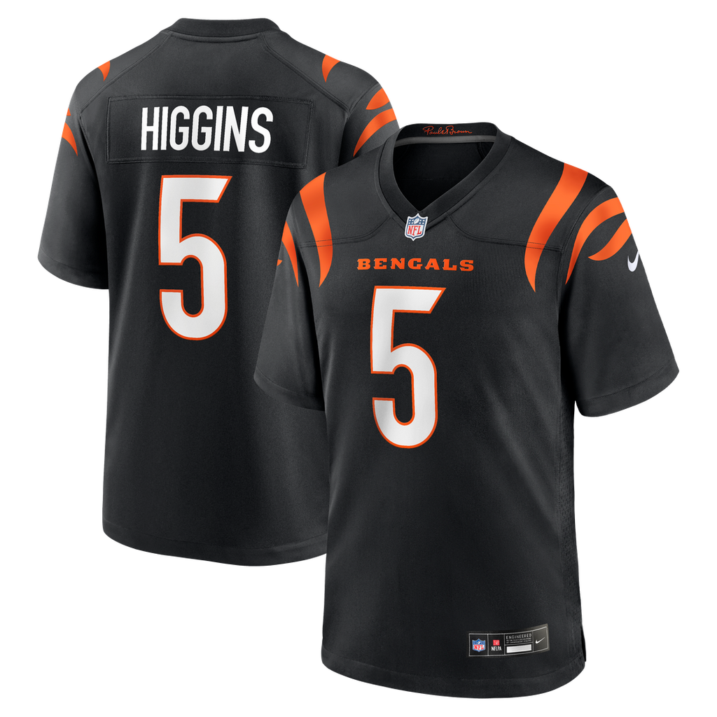 Cincinnati Bengals T-Shirt Higgins Nike Black Game Player Jersey product image 1, provided for visual reference and product