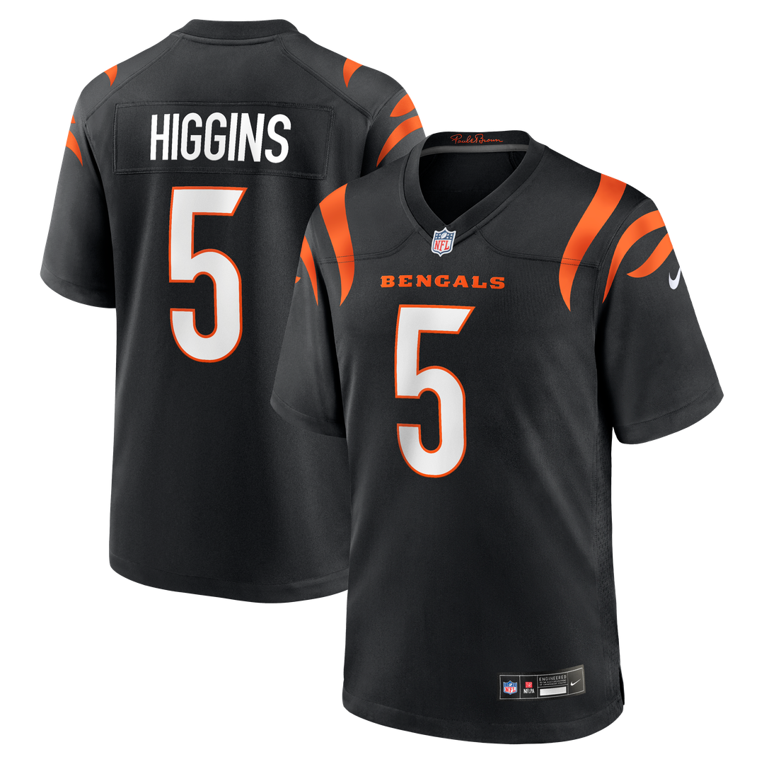 Cincinnati Bengals T-Shirt Higgins Nike Black Game Player Jersey product image 1, provided for visual reference and product