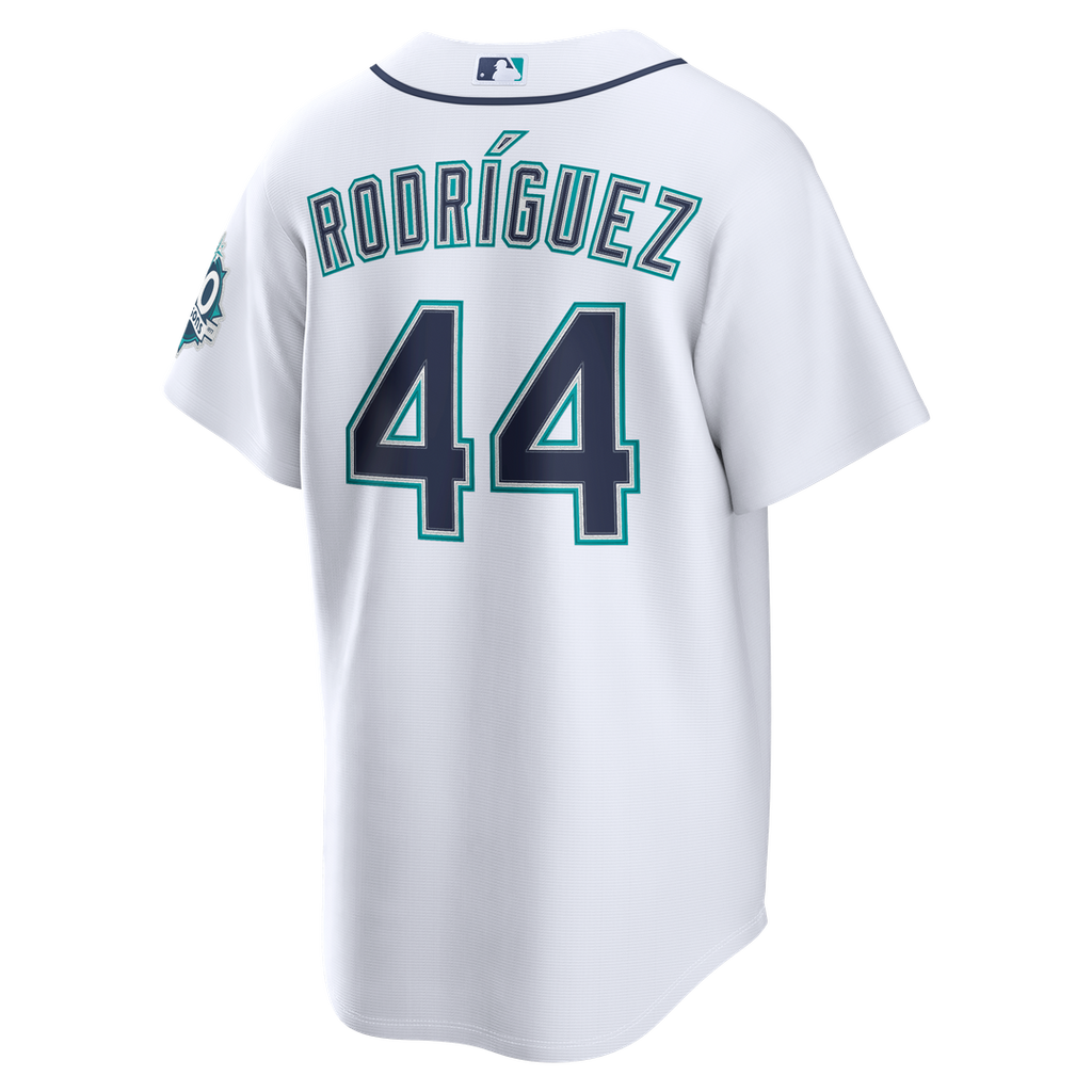 Seattle Mariners Julio Rodríguez Nike White Home Stadium 50th Season Patch Jersey product image 3, provided for visual