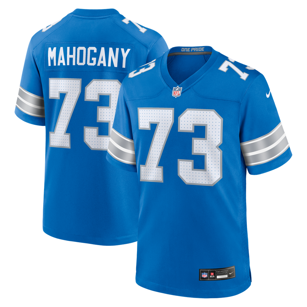 Detroit Lions Christian Mahogany Nike Blue Team Game Jersey product image 1, provided for visual reference and product