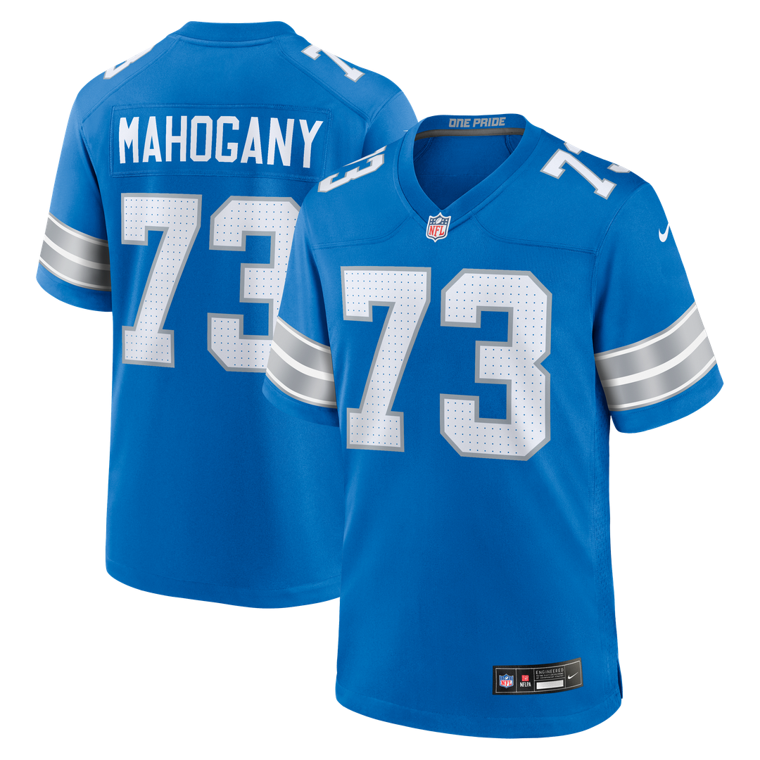 Detroit Lions Christian Mahogany Nike Blue Team Game Jersey product image 1, provided for visual reference and product