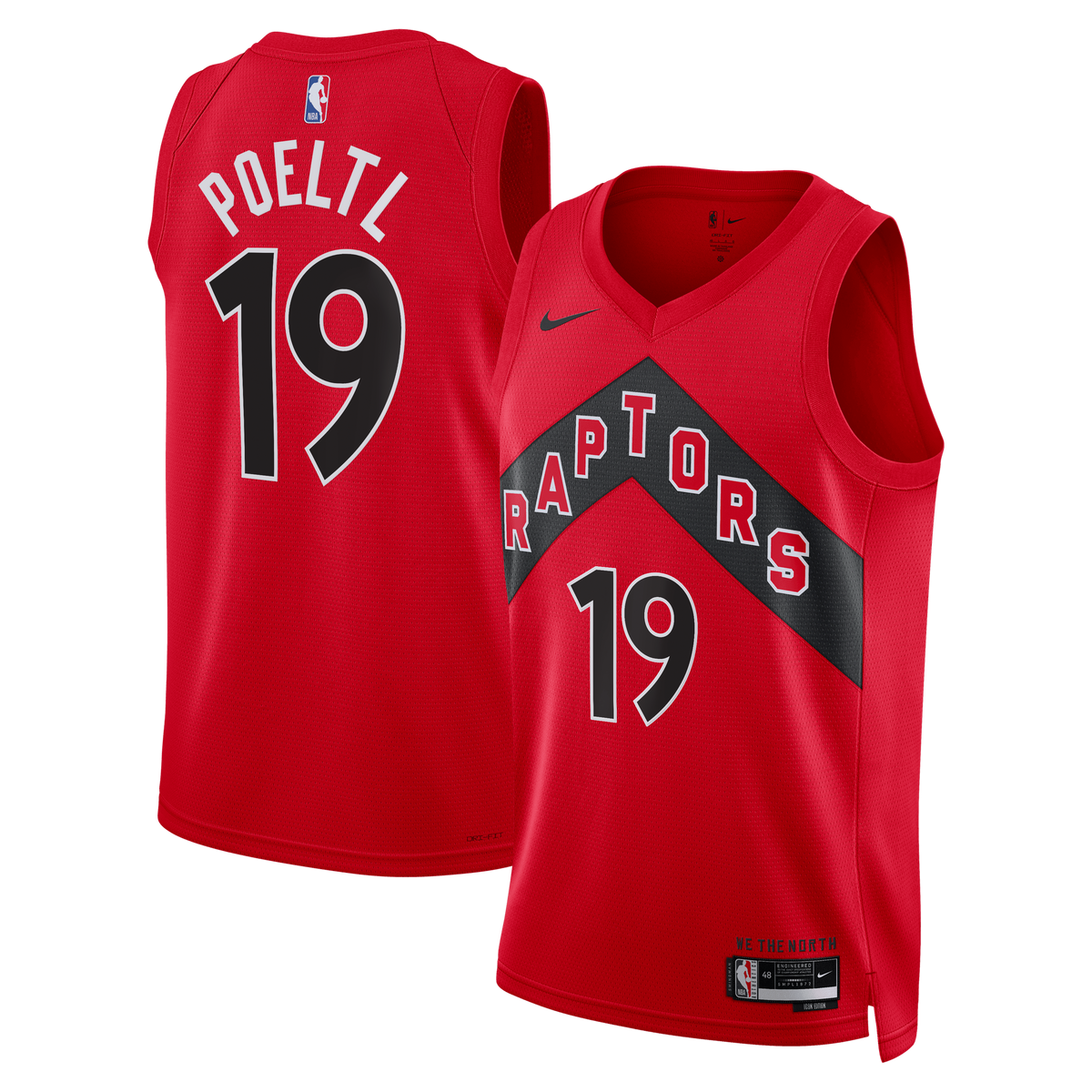 Toronto Raptors Nike Icon Edition Swingman Jersey - Red - Jakob Poeltl - Unisex product image 2, provided for visual