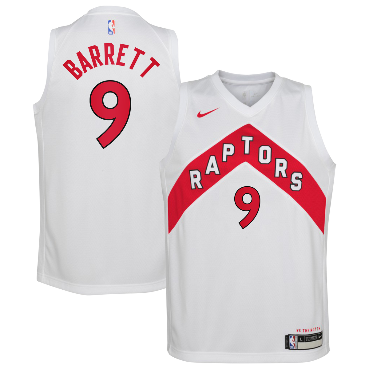 Toronto Raptors Nike Association Edition Swingman Jersey - White - RJ Barrett - Youth product image 2, provided for visual