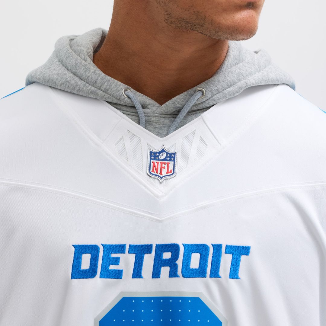 Detroit Lions Jahmyr Gibbs Nike White Vapor F.U.S.E. Limited Jersey product image 7, provided for visual reference and