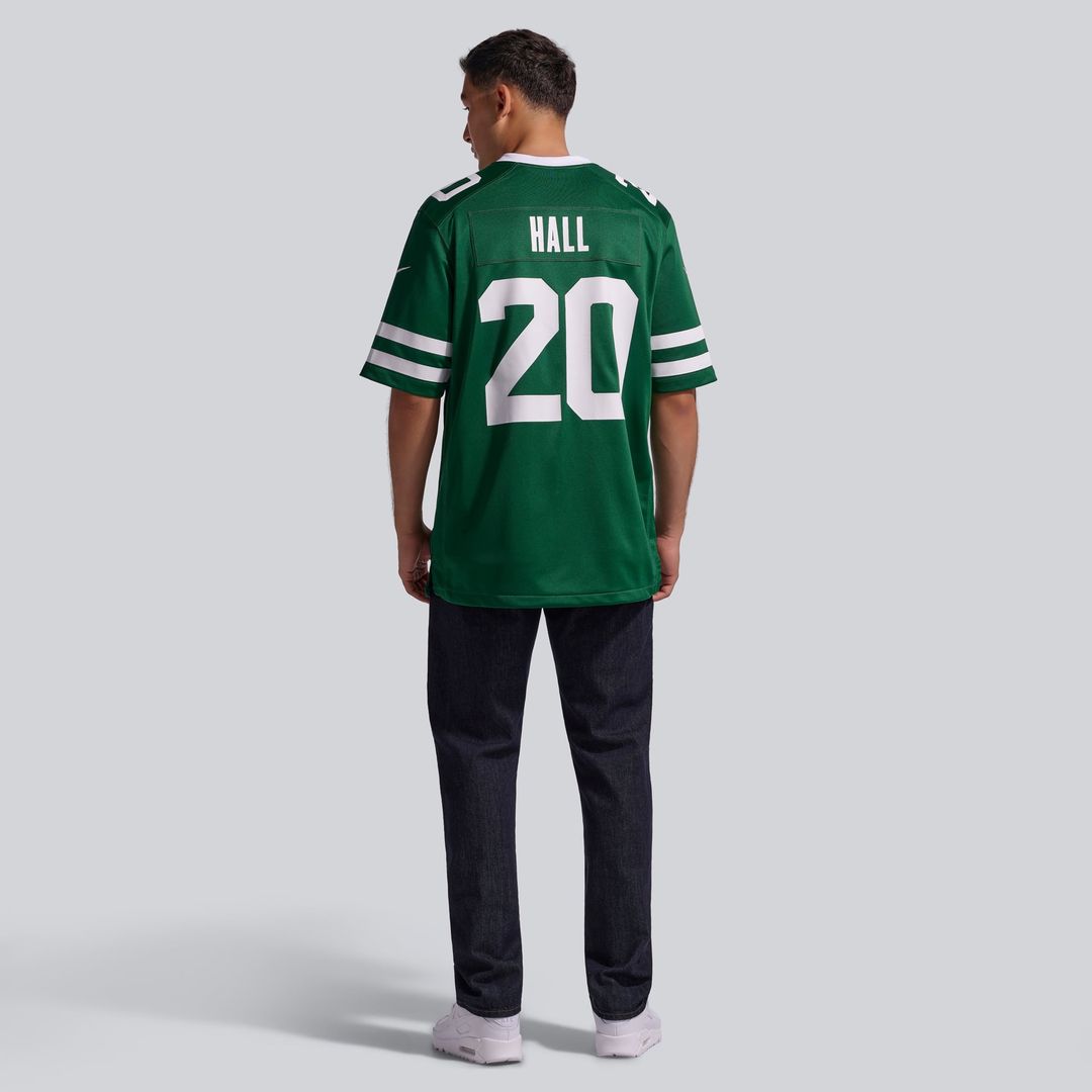New York Jets Breece Hall Nike Legacy Green Game Jersey product image 5, provided for visual reference and product detail