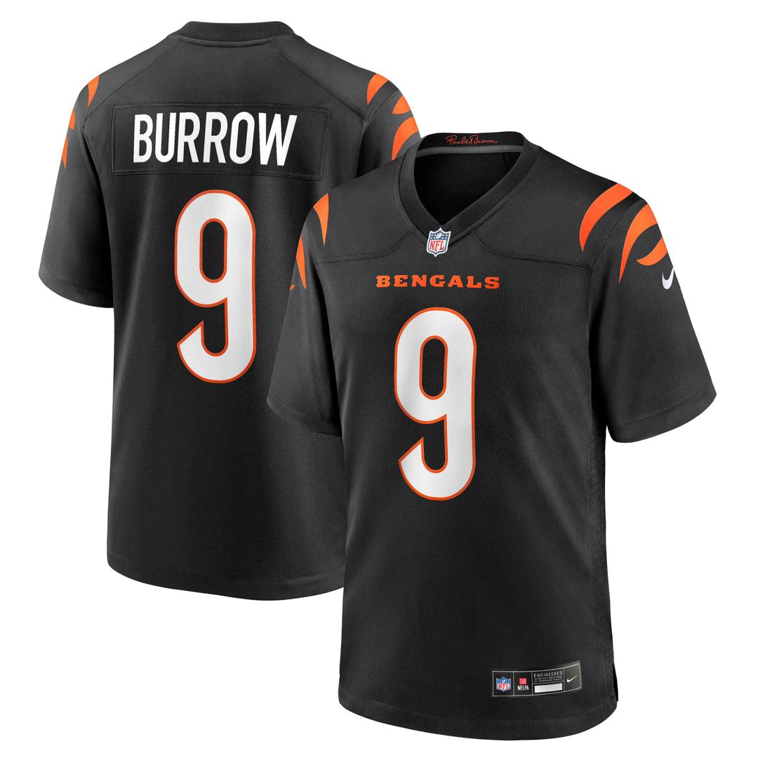 Cincinnati Bengals Joe Burrow Nike Black Player Game Jersey product image 1, provided for visual reference and product