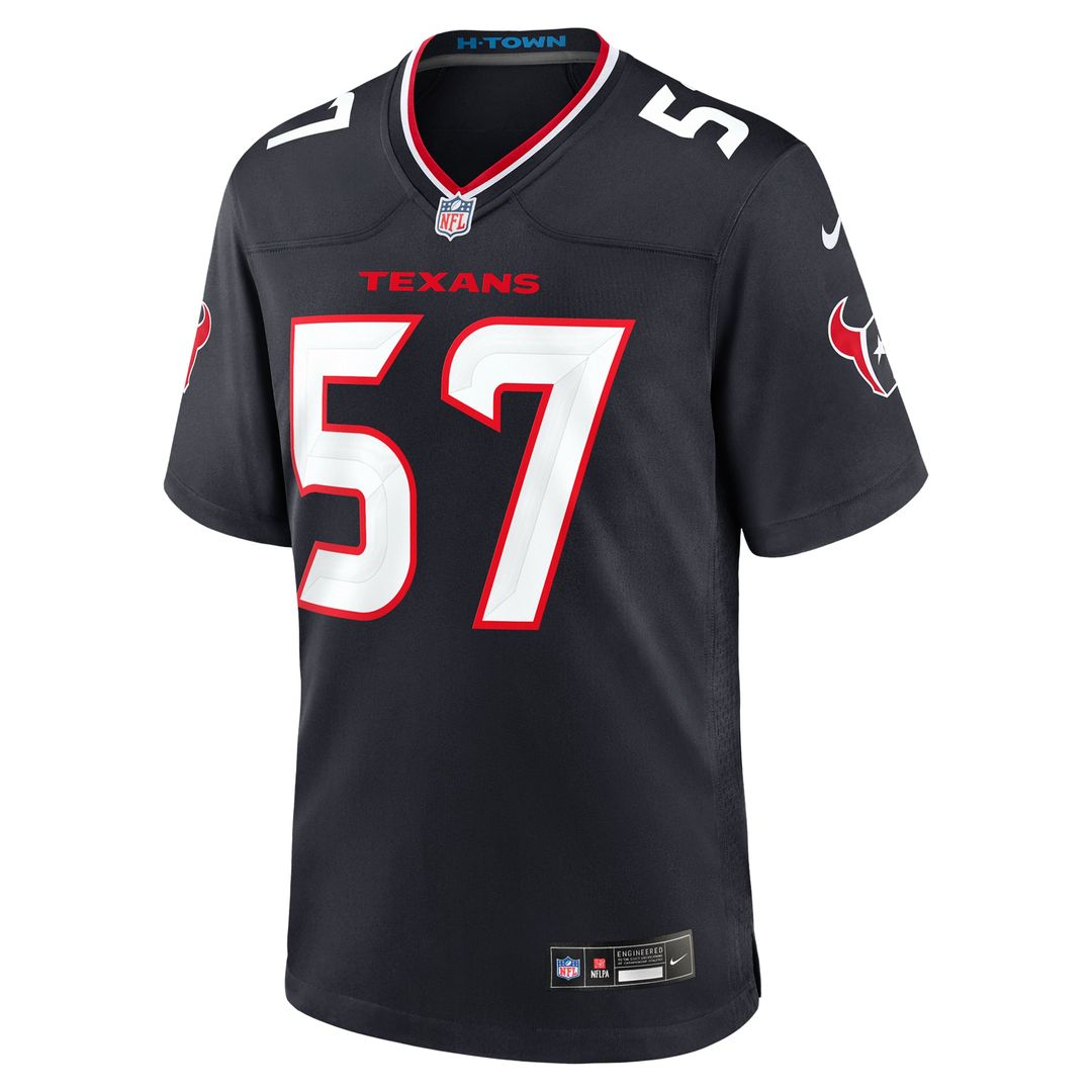 Houston Texans Blake Fisher Nike Navy Team Game Jersey product image 2, provided for visual reference and product detail