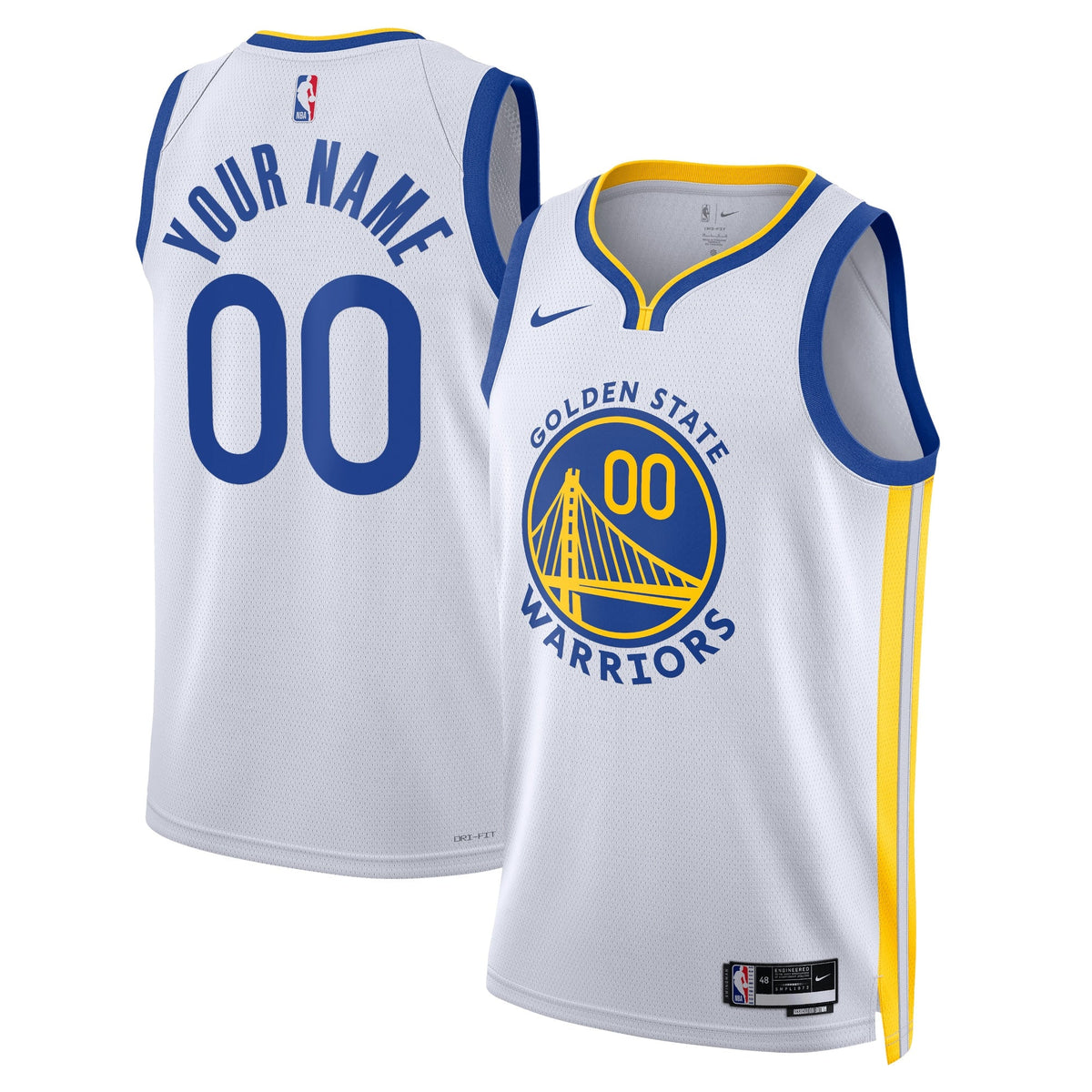 Golden State Warriors Nike Association Swingman Jersey - Custom - Unisex product image 1, provided for visual reference and