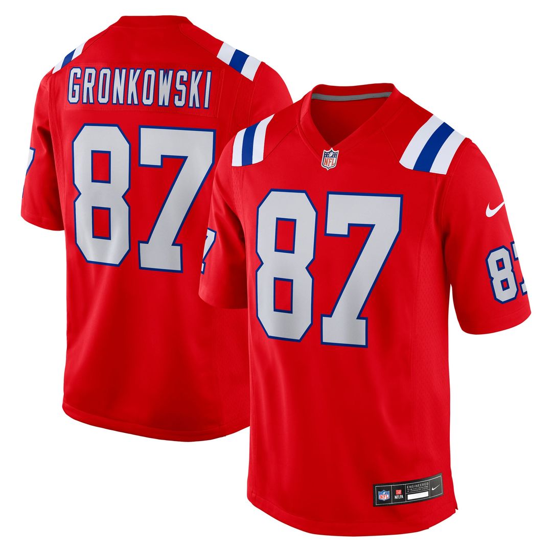 New England Patriots Rob Gronkowski Nike Red Alternate Retired Player Game Jersey product image 1, provided for visual