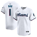 Miami Marlins Nike White #1 Dad Home Limited Jersey product image 1, provided for visual reference and product detail review