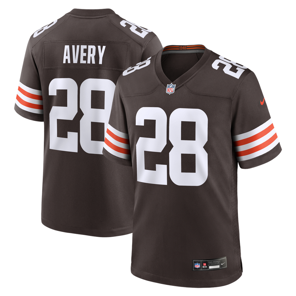 Cleveland Browns Tre Avery Nike Brown Team Game Jersey product image 1, provided for visual reference and product detail