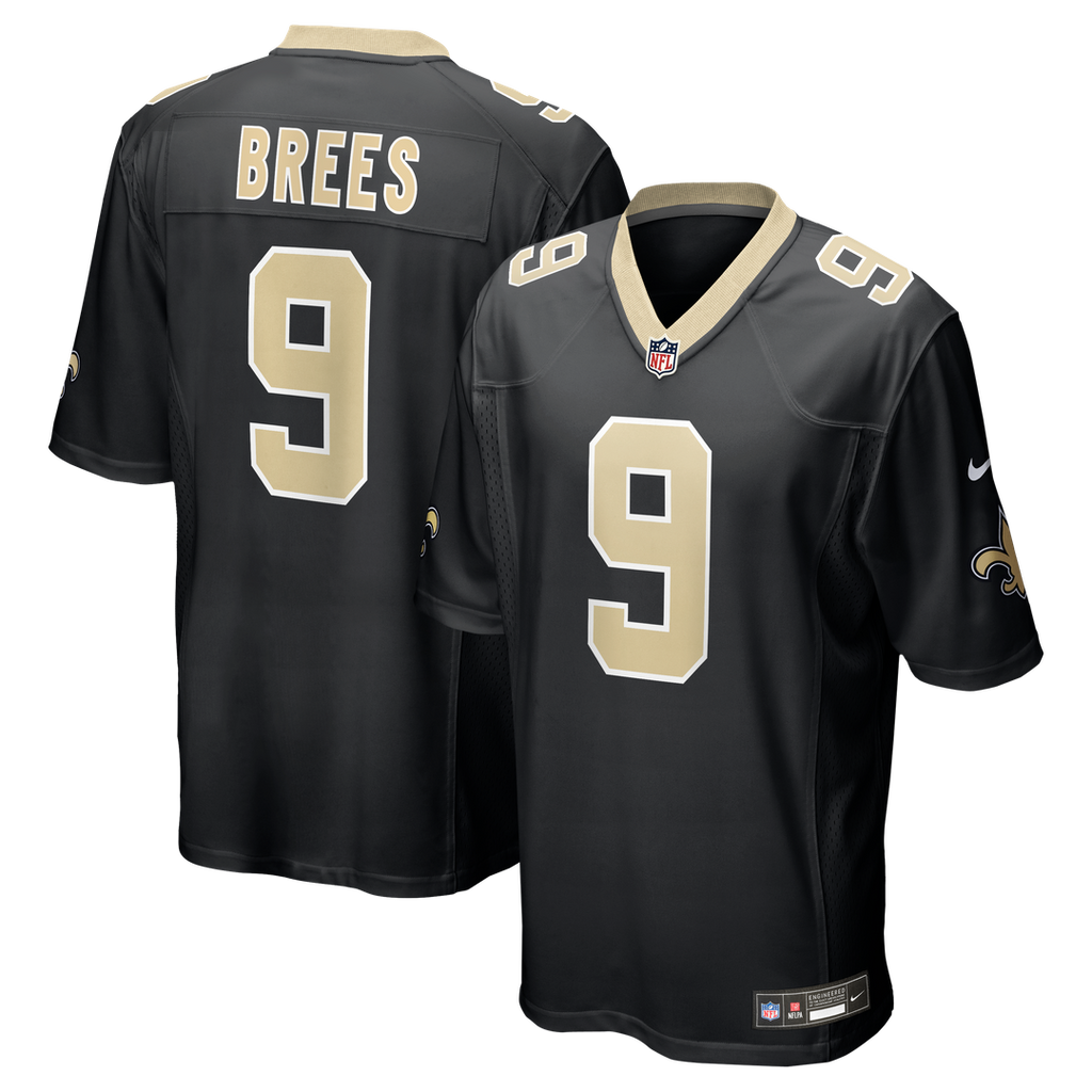 New Orleans Saints Drew Brees Nike Black Team Game Jersey product image 1, provided for visual reference and product detail