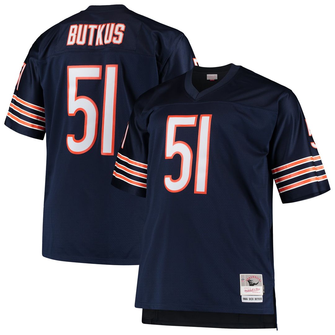 Chicago Bears Dick Butkus Mitchell & Ness Navy Big & Tall 1966 Retired Player Replica Jersey product image 1, provided for