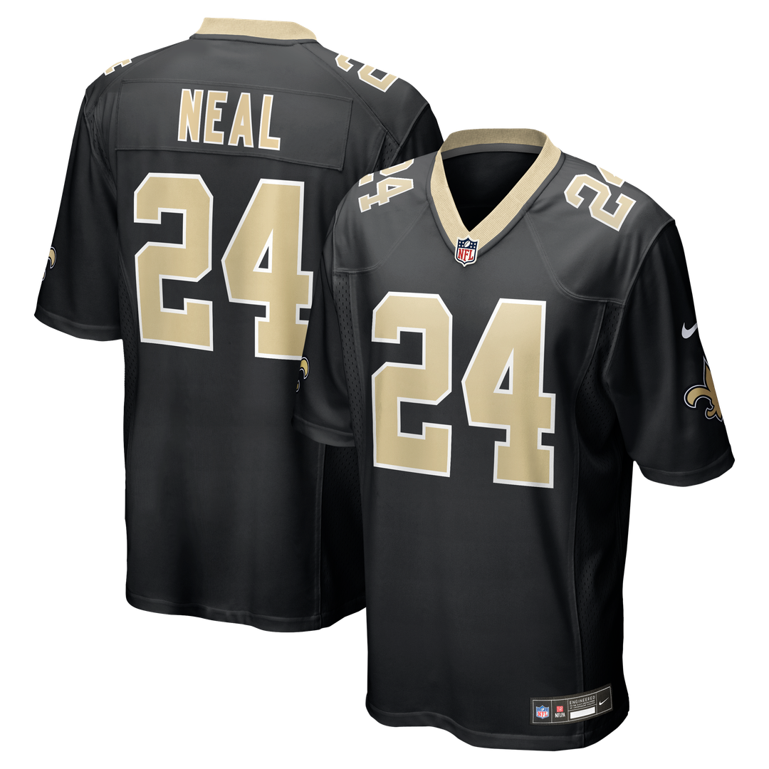 New Orleans Saints Devin Neal Nike Black Team Game Jersey product image 1, provided for visual reference and product detail