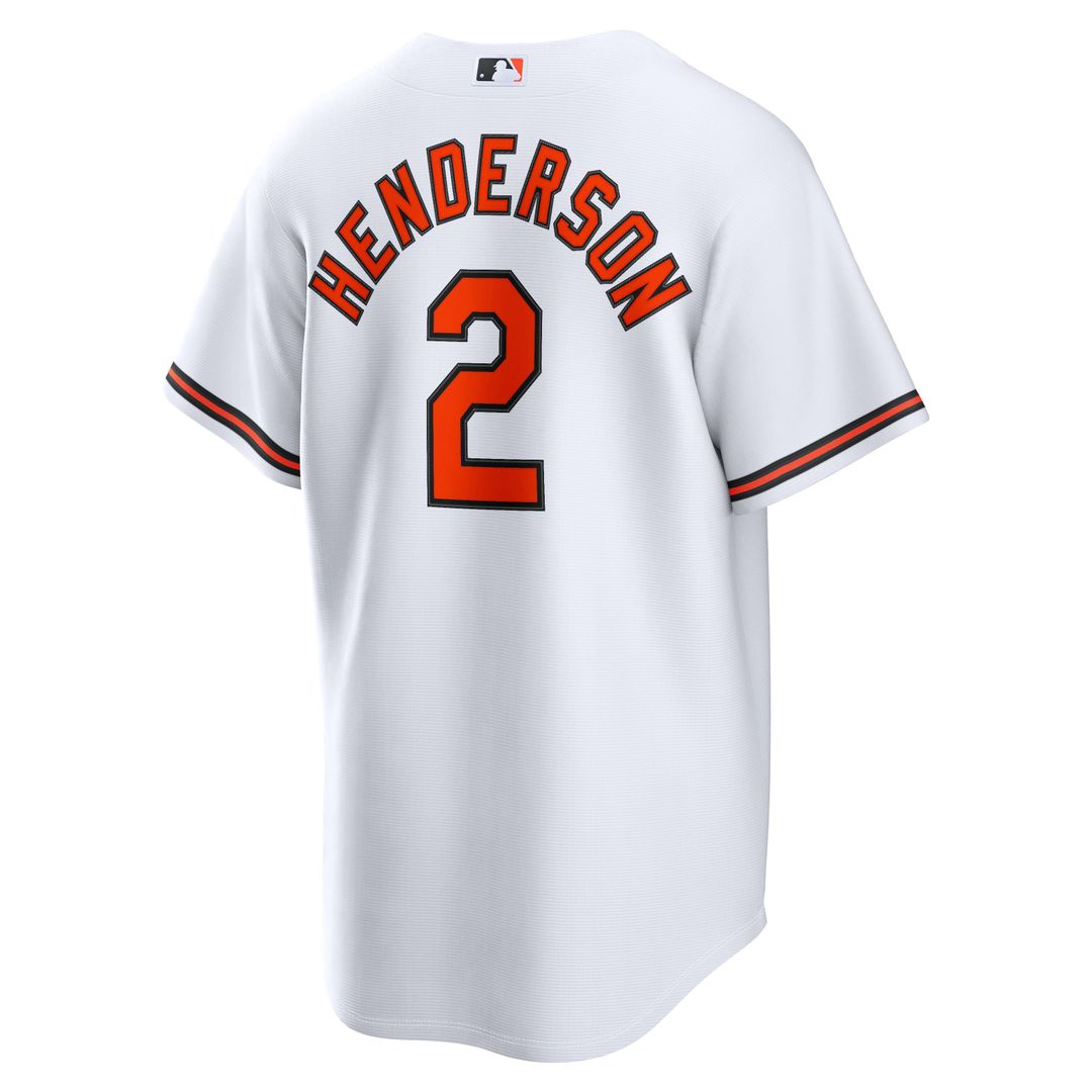Baltimore Orioles Gunnar Henderson Nike White Home Replica Jersey product image 5, provided for visual reference and product