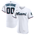 Miami Marlins Nike White Home Authentic Custom Jersey product image 1, provided for visual reference and product detail