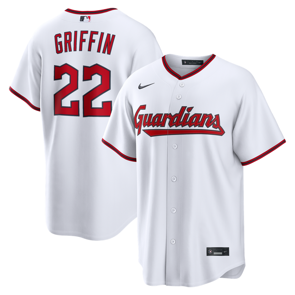 Cleveland Guardians Foster Griffin Nike White Home Replica Jersey product image 1, provided for visual reference and product