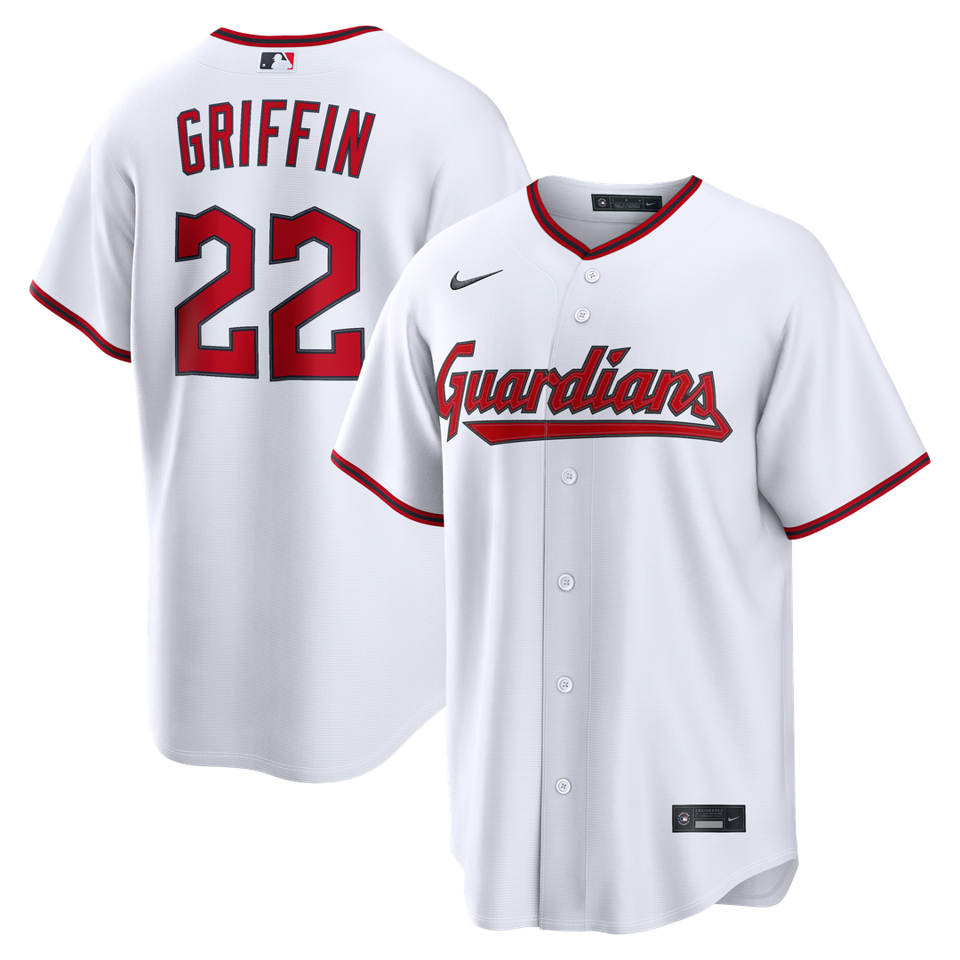 Cleveland Guardians Foster Griffin Nike White Home Replica Jersey product image 1, provided for visual reference and product