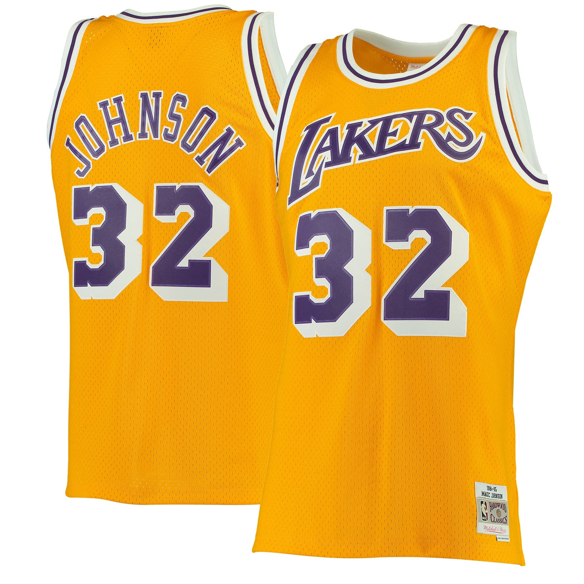 Mitchell & Ness Magic Johnson Gold Los Angeles Lakers 1984-85 Hardwood Classics Swingman Jersey product image 1, provided