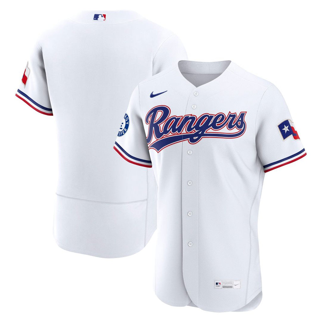 Texas Rangers Nike White Home Sponsor Patch Authentic Jersey product image 1, provided for visual reference and product