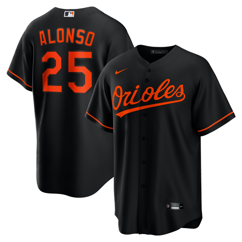 Baltimore Orioles Pete Alonso Nike Black Alternate Replica Jersey product image 1, provided for visual reference and product