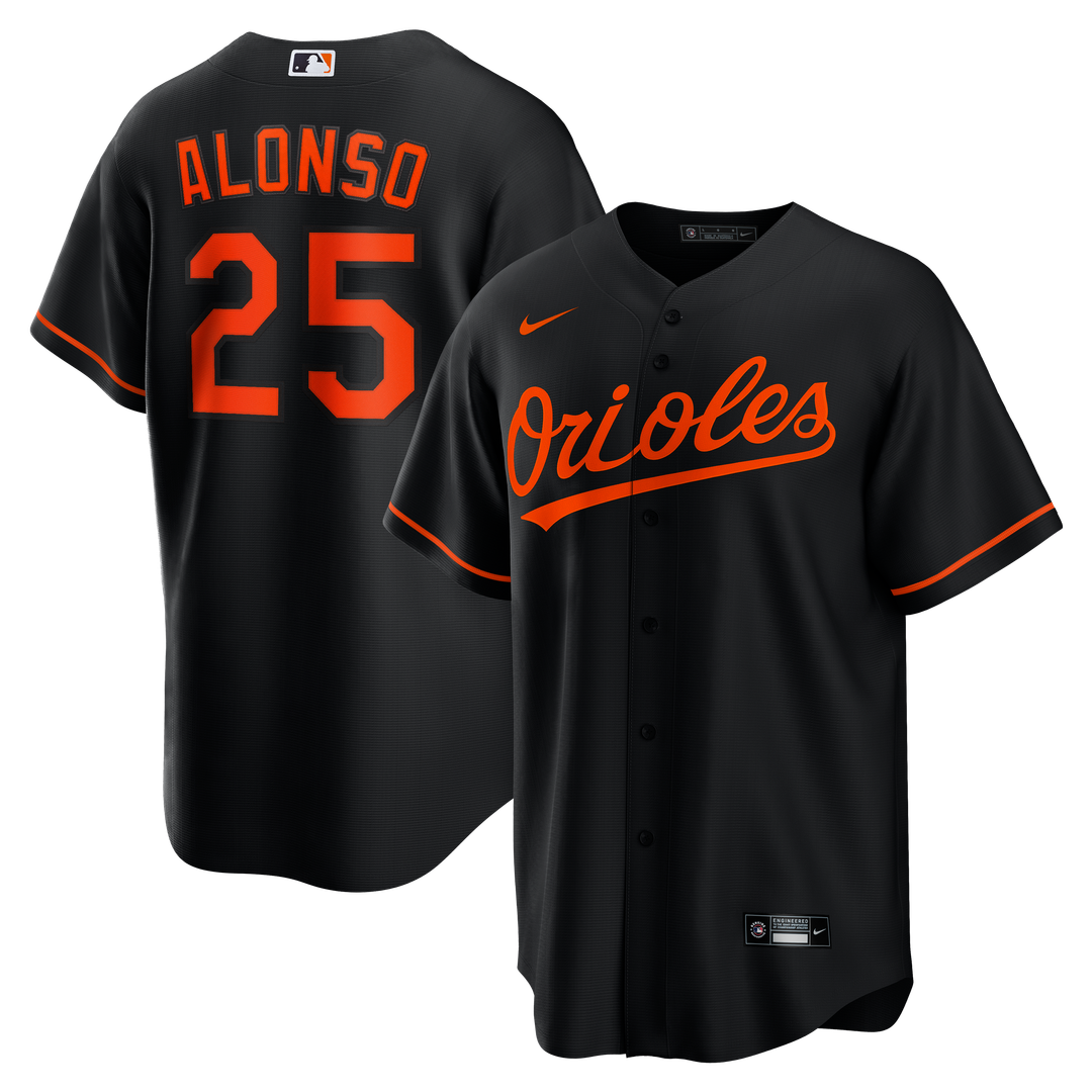 Baltimore Orioles Pete Alonso Nike Black Alternate Replica Jersey product image 1, provided for visual reference and product