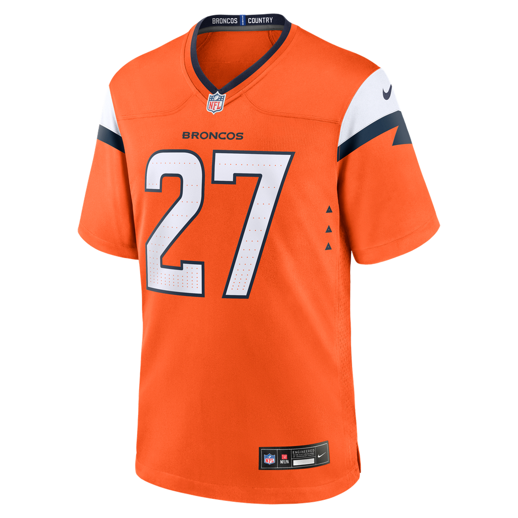 Denver Broncos J.K. Dobbins Nike Orange Team Game Jersey product image 2, provided for visual reference and product detail