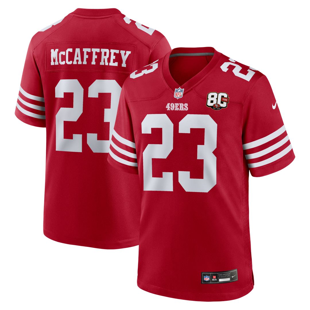 San Francisco 49ers Christian McCaffrey Nike White 80th Anniversary Game Jersey product image 7, provided for visual