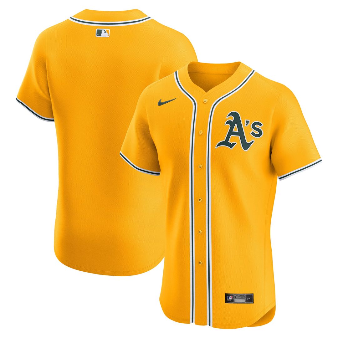 Athletics Nike Gold Alternate 2 Elite Jersey product image 1, provided for visual reference and product detail review