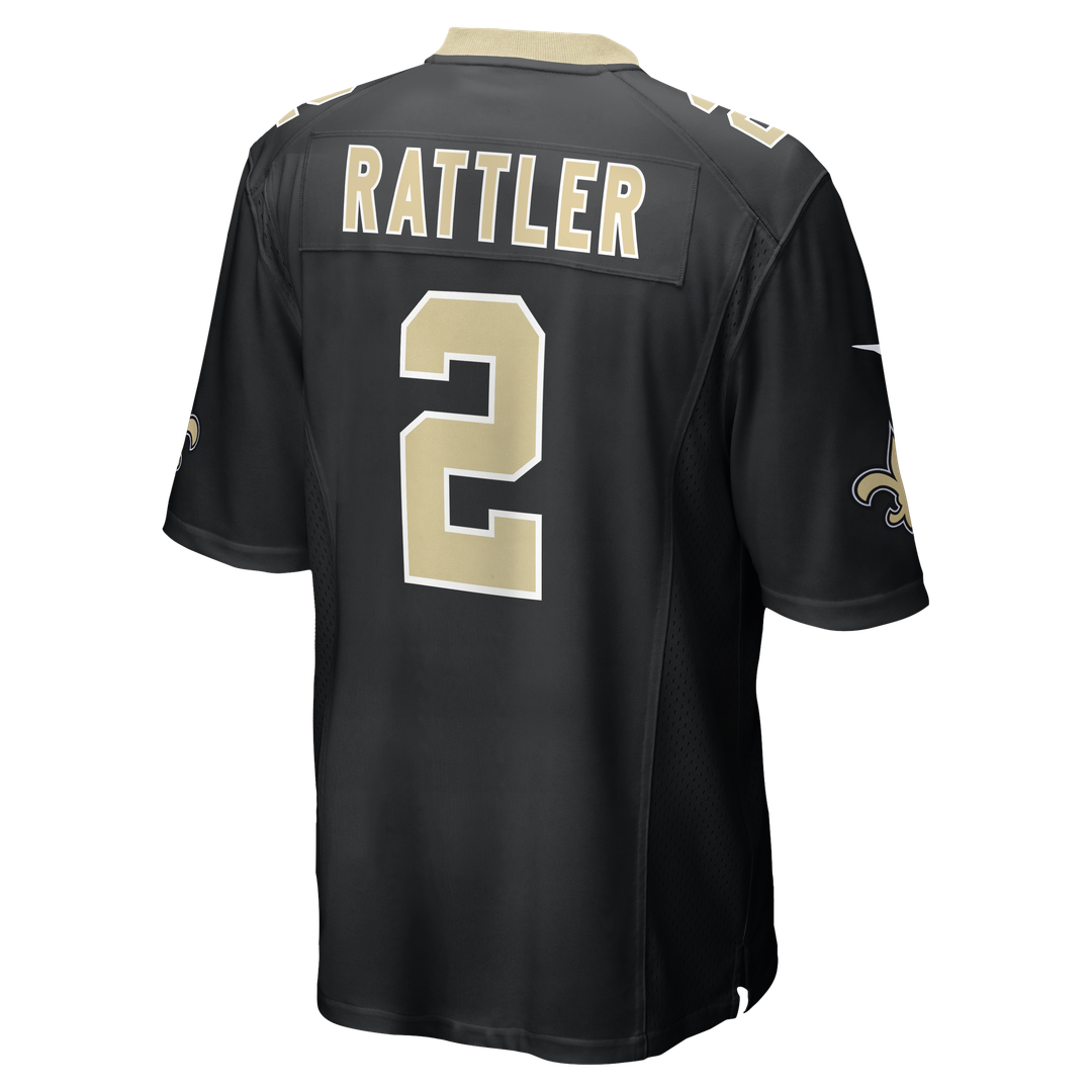 New Orleans Saints Spencer Rattler Nike Black Team Game Jersey product image 3, provided for visual reference and product