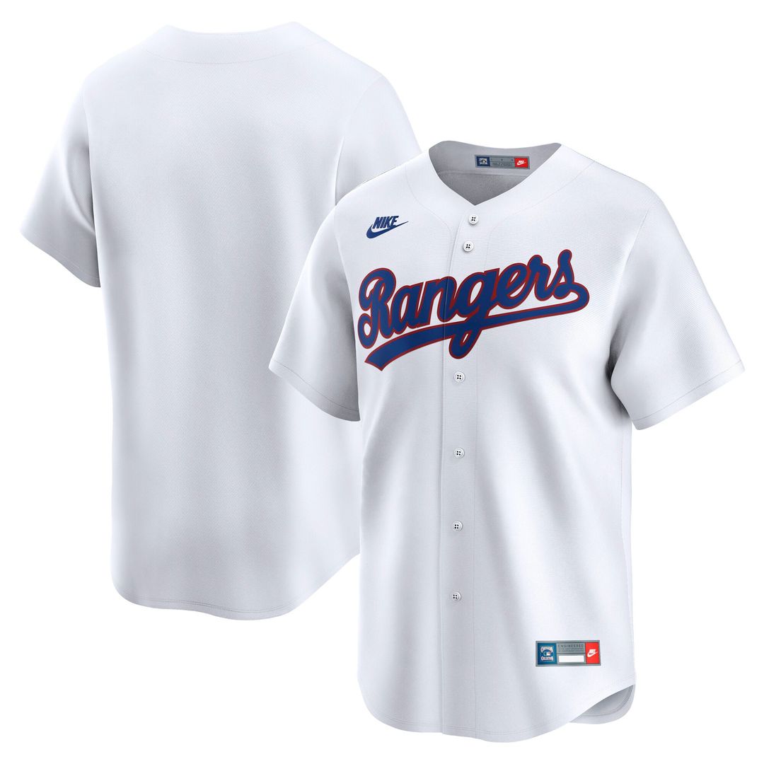 Texas Rangers Nike White Cooperstown Collection Limited Jersey product image 1, provided for visual reference and product