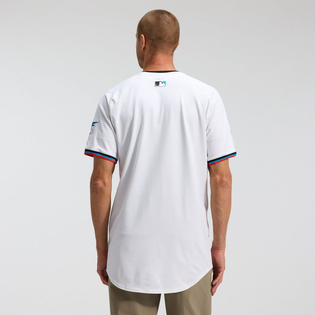 Miami Marlins Nike White Home Elite Jersey product image 2, provided for visual reference and product detail review