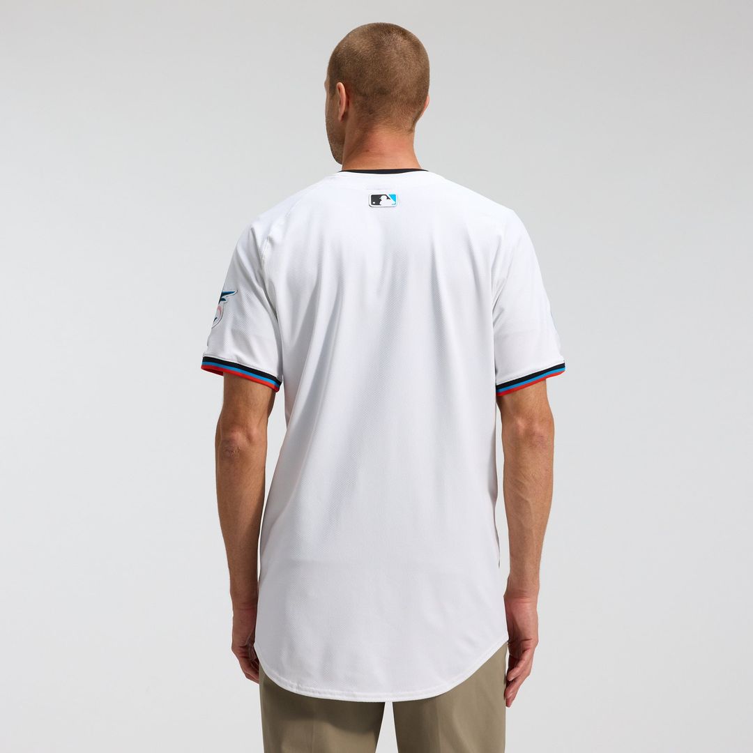 Miami Marlins Nike White Home Elite Jersey product image 2, provided for visual reference and product detail review