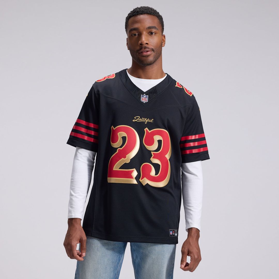 San Francisco 49ers Christian McCaffrey Nike Black Rivalries Collection Stitched Limited Jersey product image 2, provided